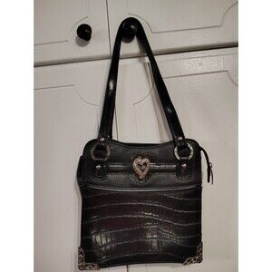 MC Marc Chantal Purse Black Leather Silver Accents Purse Shoulder Bag